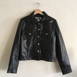 Leather trucker jacket